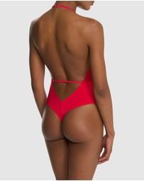 Natori - Fleur Thong Cut Halter Lace Lingerie Bodysuit