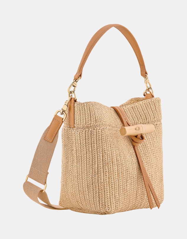 Longchamp - Le Roseau Raphia Canvas Bucket Bag - XS