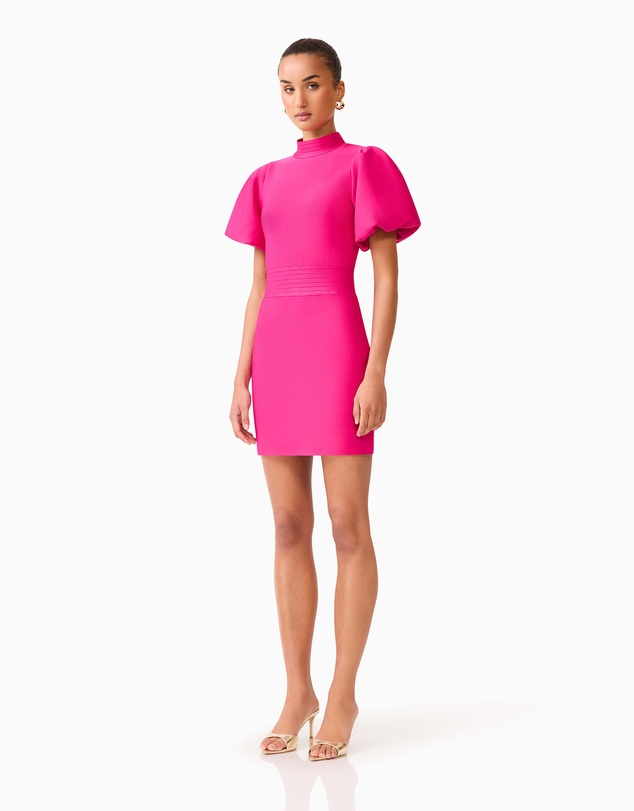 Elliatt - Naomi Puff Sleeve Mini Dress in Raspberry Pink