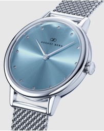 August Berg - Serenity Petite Silver Dusty Blue Mesh 28mm