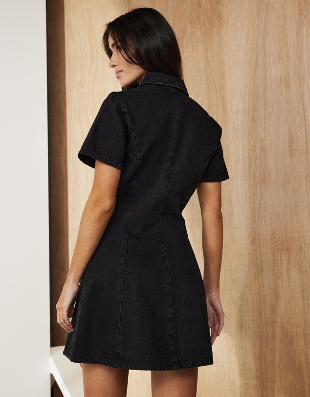 Atmos&Here - Ava Short Sleeve Denim Mini Dress