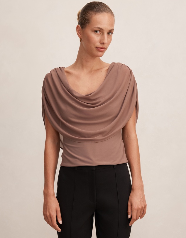 Forever New - Olivia Draped Mesh Cape Top