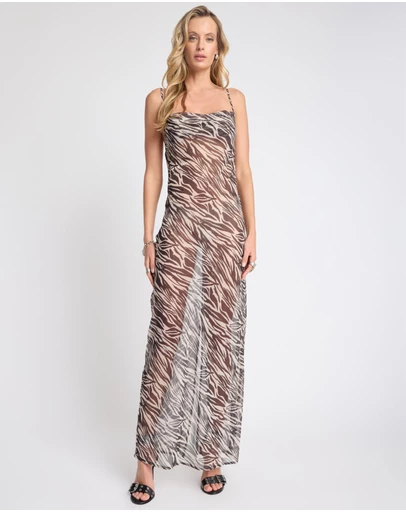 ONE TEASPOON - Jagger Maxi Slip Dress - Zebra Print