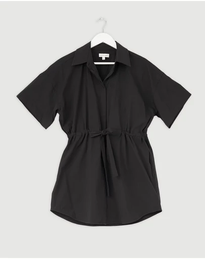 Revibe - Repaired Shona Joy Campbell Short Sleeve Drawstring Shirt Dress - AU 8