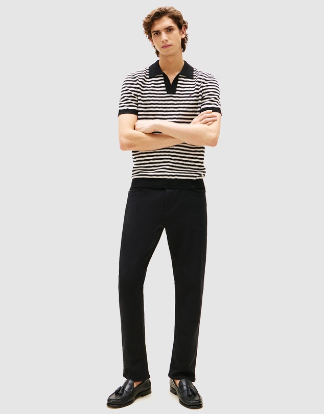 Tommy Hilfiger - Stripe Textured Knit Polo Shirt