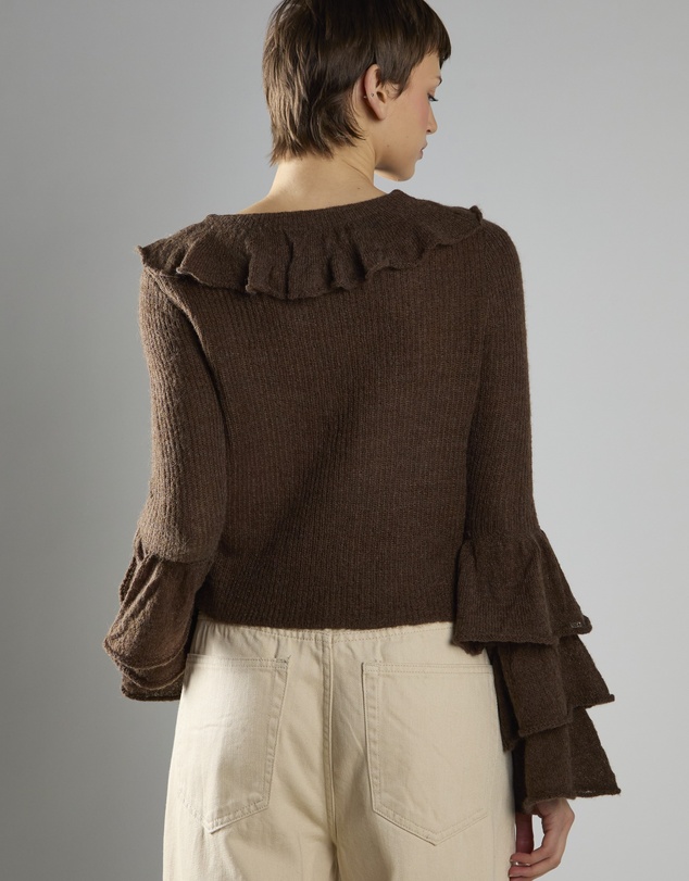 Glamorous - Ruffle Front Tie Long Sleeve Top