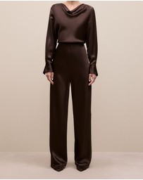 Trenery - Satin Bias Cut Pant in Coffee Bean