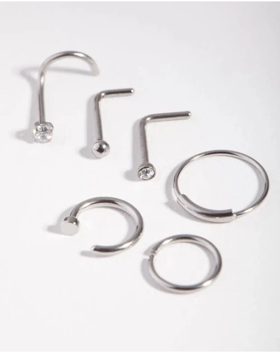 Lovisa - Surgical Steel Nail Nose Ring 6-Pack