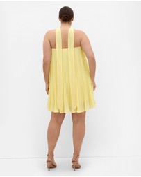 City Chic - Aida Strapless Pleat Mini Dress - lemon zest