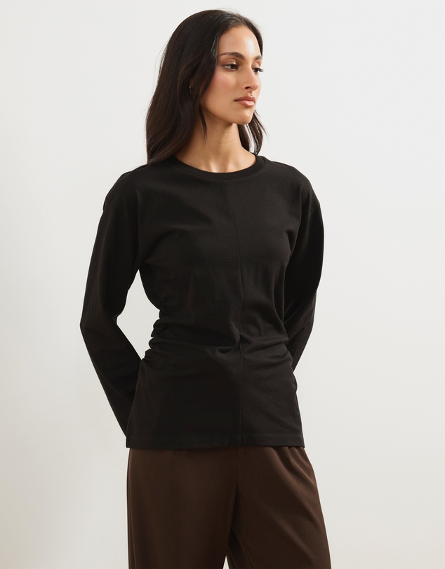 Atmos&Here - Wren Long Sleeve Gathered Side Top