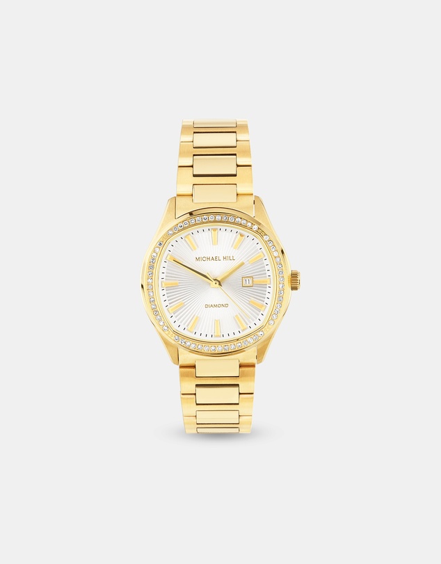Michael Hill - Ladies 0.40 Carat TW Diamond Quartz Watch in Yellow Gold Tone Stainless Steel