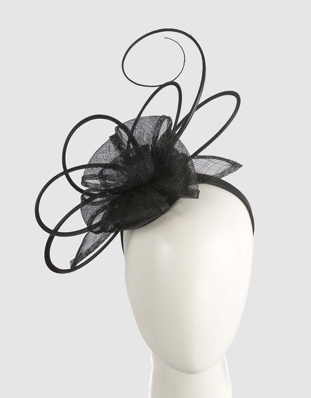 Max Alexander - Sinamay Black Flower Racing Fascinator