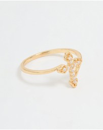 Lovisa - Gold Plated Cubic Zirconia Cross Ring