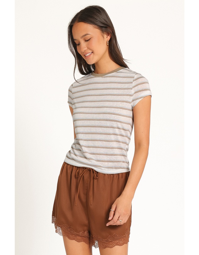 Petal & Pup - Billi Baby Tee - Beige Stripe