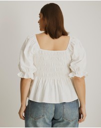 Atmos&Here Curvy - Elara Square Neck Peplum Blouse