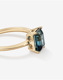 Michael Hill - Emerald Cut London Blue Topaz Gemstone Solitaire Ring in 10kt Yellow Gold