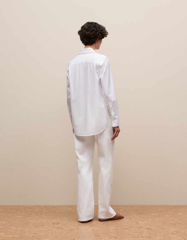 Trenery - Cotton Poplin Long Sleeve Shirt in White