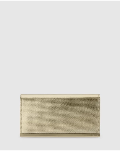 Olga Berg - Maddie Metallic Embossed Foldover Clutch