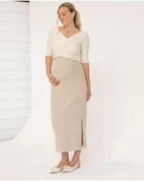 Angel Maternity - Taylor Maternity Midi Skirt in Apricot