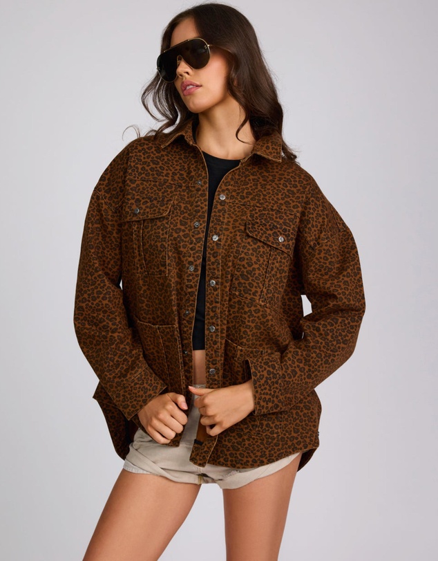 ONE TEASPOON - Longline Denim Jacket - Cheetah Print