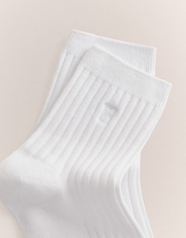 Trenery - Monogram Rib Crew Sock in Parchment
