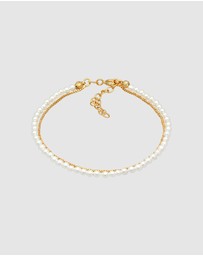 Elli Jewelry - Bracelet Layer Elegant with shell core pearls in 925 sterling silver gold plated