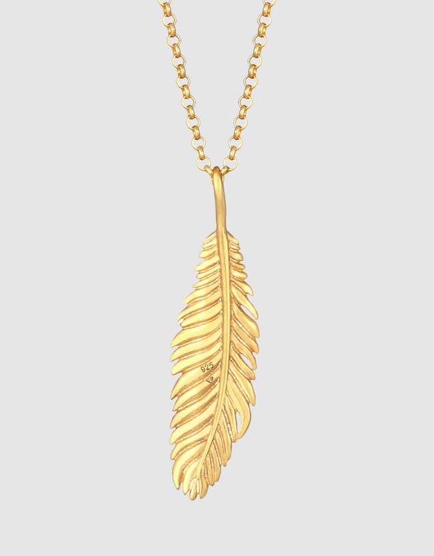 Kuzzoi - ICONIC EXCLUSIVE - Feather Pendant Necklace in Gold-Plated 925 Sterling Silver
