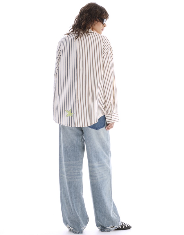 THE TALES - Half n Half Illustrated Muse Stripe Shirt