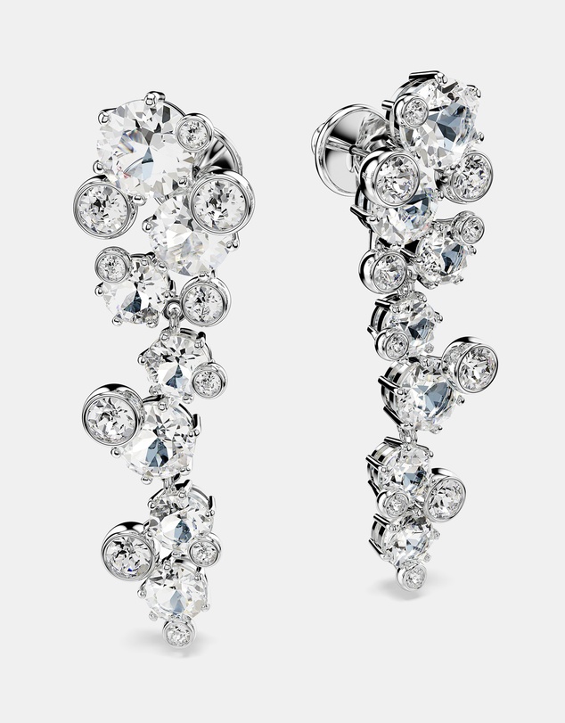 Swarovski - Constella Drop Earrings, Mixed Cuts, White, Rhodium-Plated