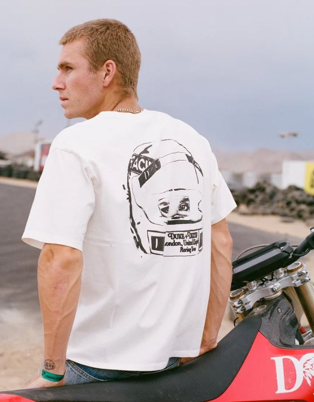 Duke + Dexter - DR Sketch Helmet Vintage White T-shirt
