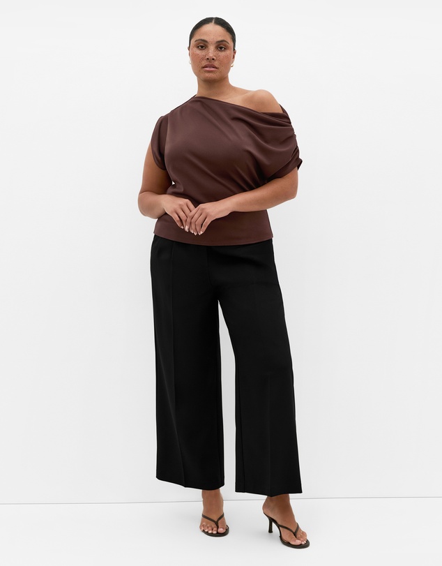 City Chic - Plus size Imani Off Shoulder Top - chocolate