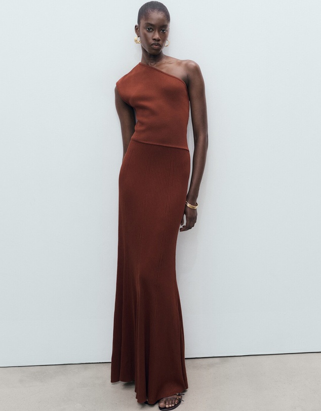 M.N.G - Asymmetrical Combined-Knit Dress