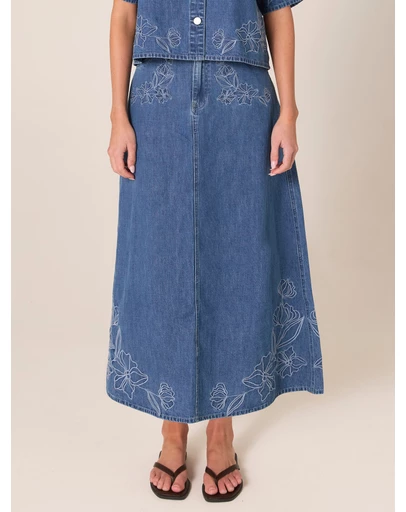 Fate + Becker - Sloane Embroidered Denim Skirt