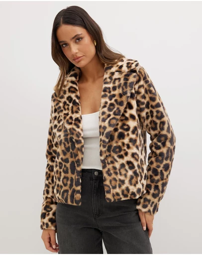 Dazie - Mood Leopard Faux Fur Jacket