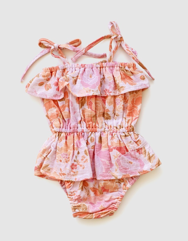 WITH LOVE FOR KIDS - Cotton Muslin Ruffle Playsuit - Babies