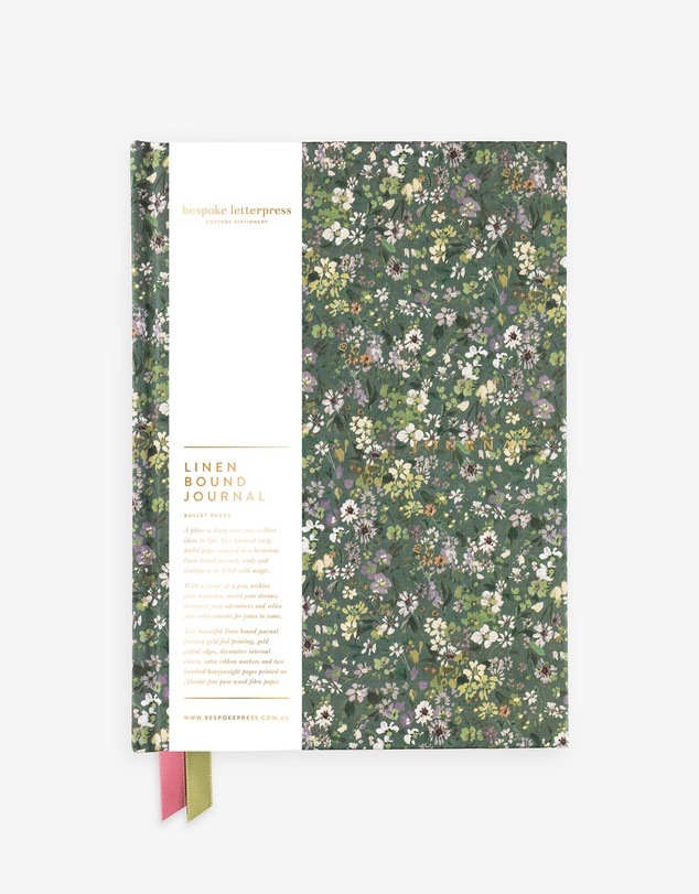 Bespoke Letterpress - Linen Bound Bullet Journal - Summer Perennials
