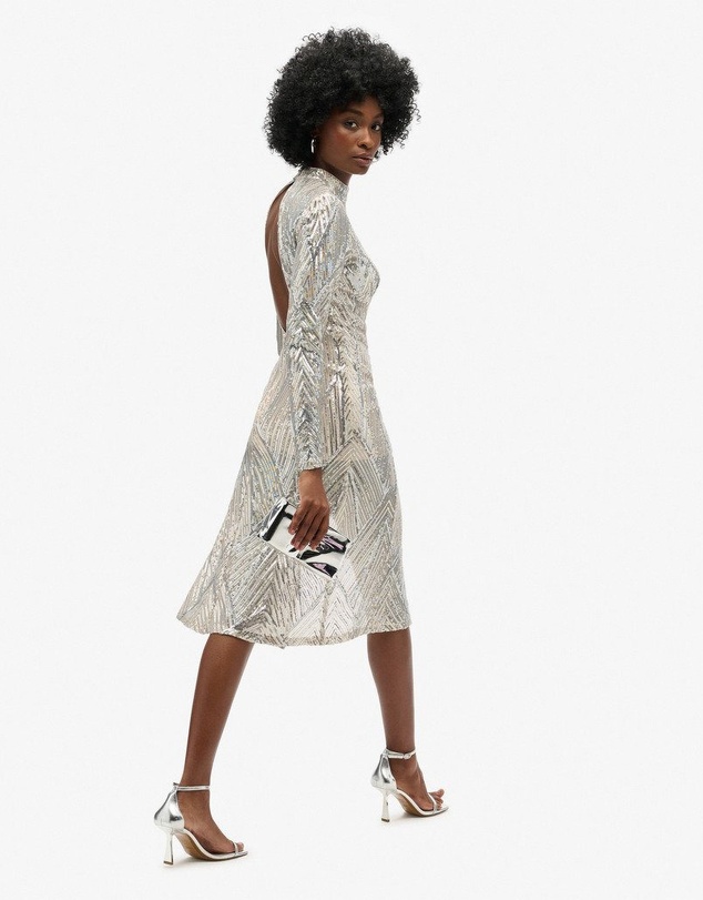 Superdry - Open Back Chevron Midi Slim Fit Dress