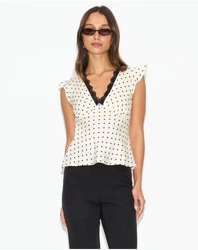 Dazie - Date Night Polka Dot Top