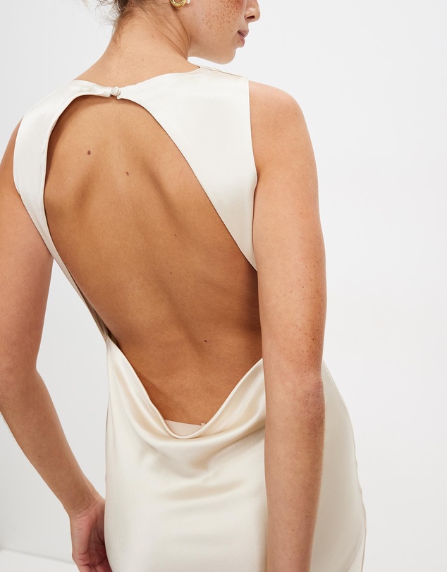 Third Form - Satin Bias Cowl Back Maxi Dress