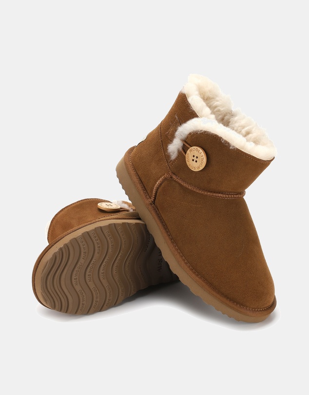 AusWooli Ugg Boots - Cabarita Sheepskin Chic Short Button Boots