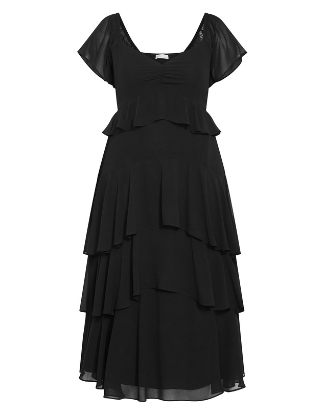 City Chic - Plus size Sienna Ruffle Tier Maxi Dress - black