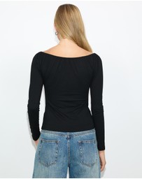 Dazie - Maia Keyhole Long Sleeve Jersey Top