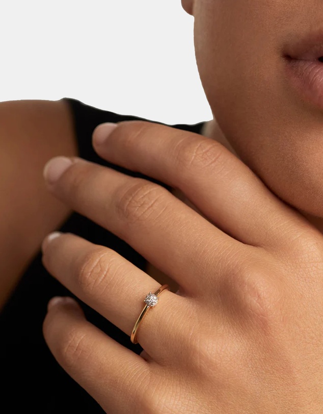 PDPAOLA - Diamonds and Gold Dona Solitary Ring