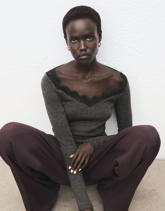 M.N.G - Lace-Trimmed Scoop-Neck Top