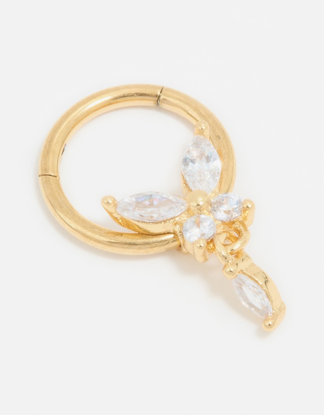 Lovisa - Gold Plated Surgical Steel Cubic Zirconia Marquise Drop Clicker Ring