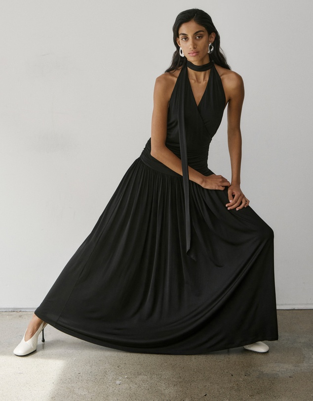 Minima Esenciales - Sereia Jersey Scarf Tie Maxi Dress