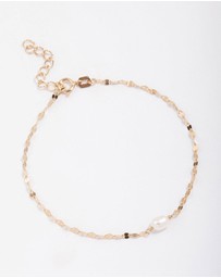 Lovisa - Gold Plated Sterling SIlver Freshwater Pearl Chain Bracelet