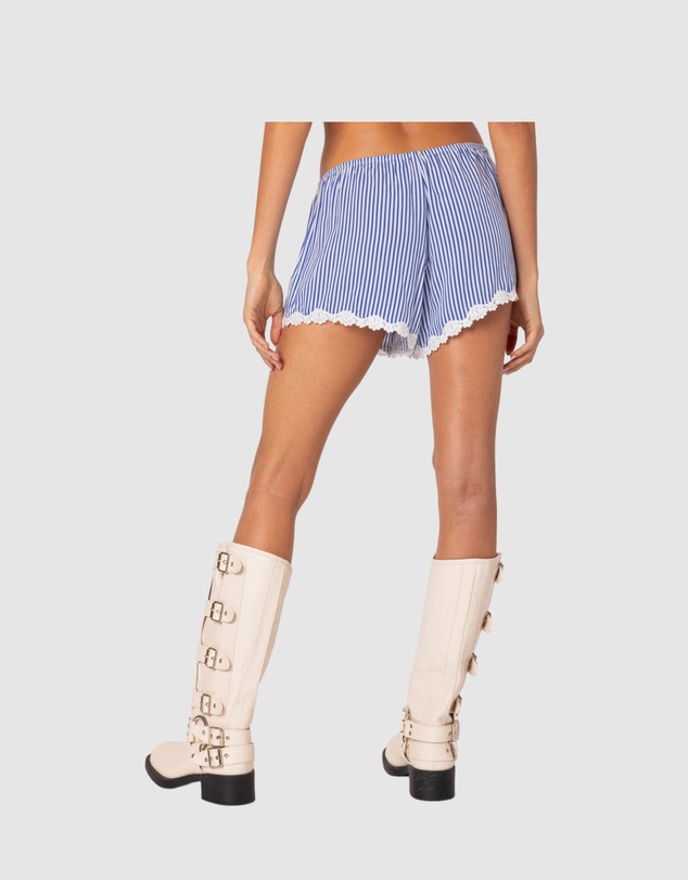 EDIKTED - Patty Striped Lace Trim Shorts