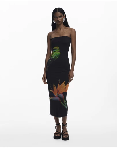 Desigual - Strapless long printed Dress