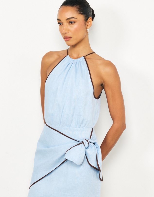 AERE - Lumi Contrast Bind Linen Mini Dress